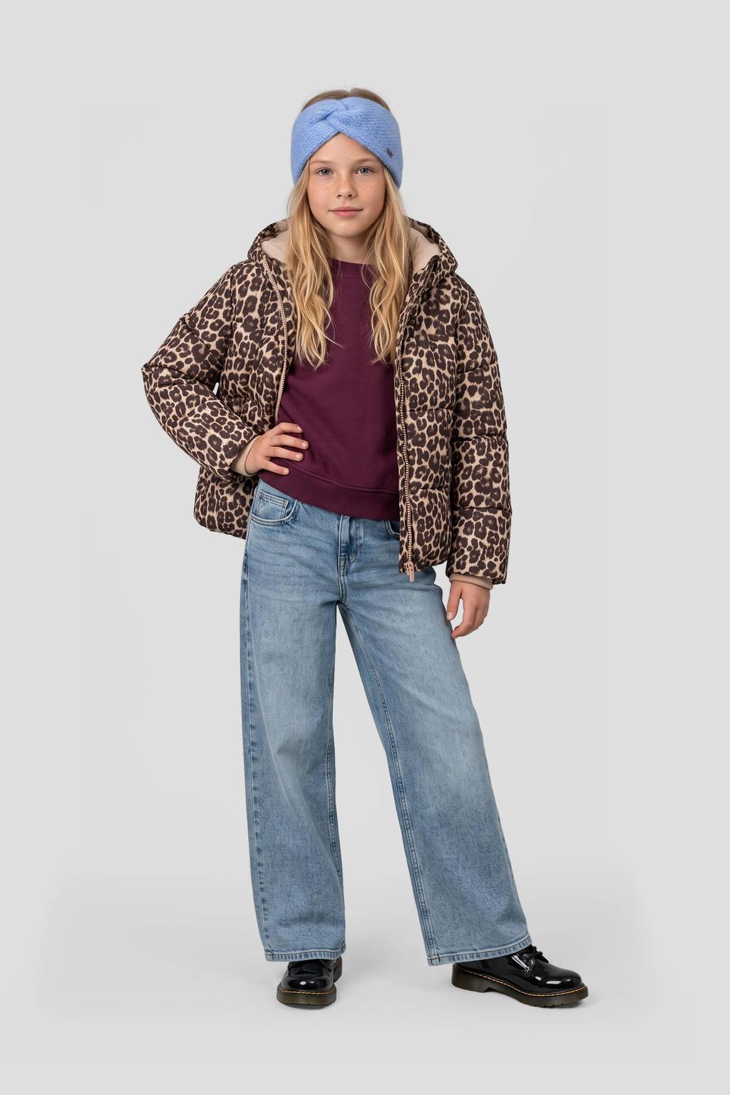 Me & My Monkey winterjas met panterprint - bruin/beige