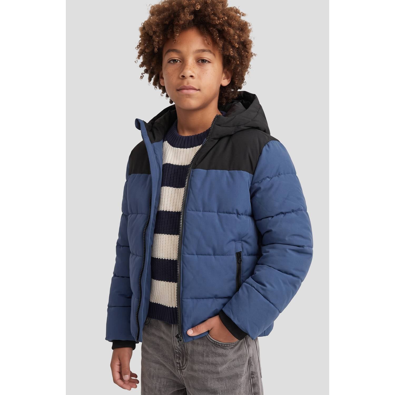 Me & My Monkey winterjas blauw zwart