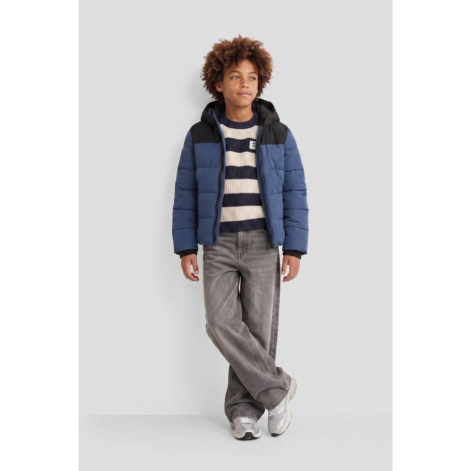 Me & My Monkey winterjas blauw zwart