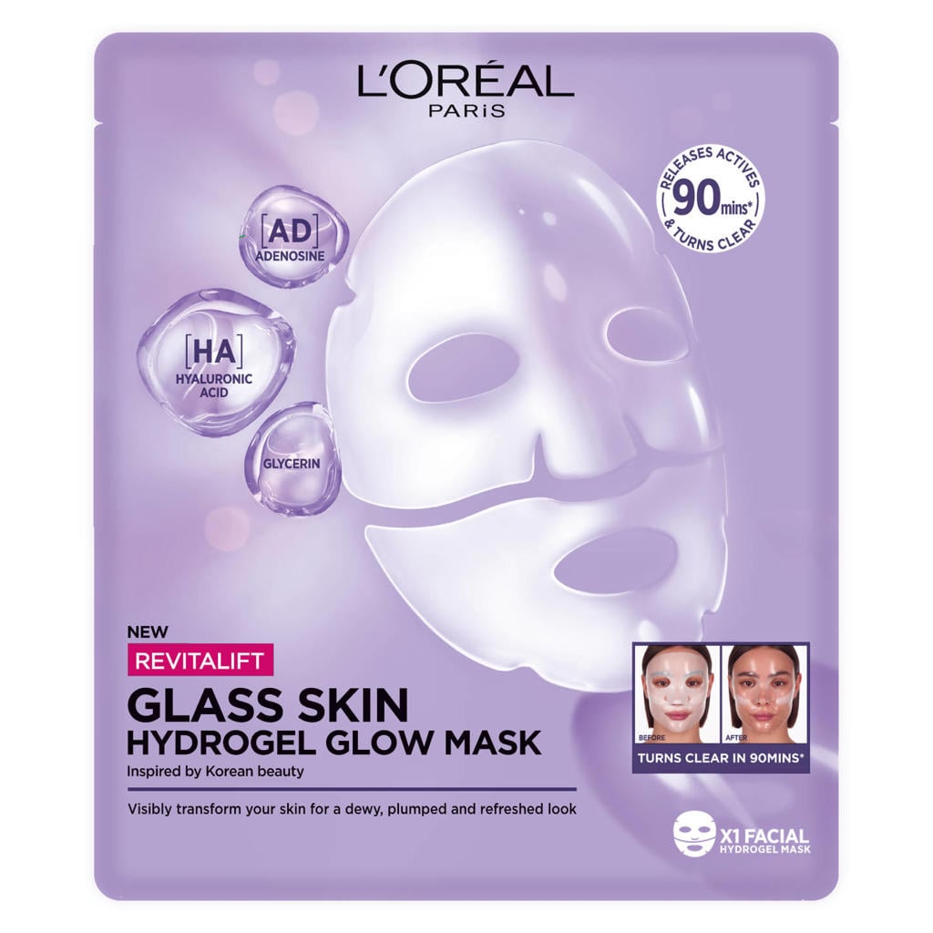 L'Oréal Paris Revitalift Filler Glass Skin Hydrogel Glow Mask - 1 stuk