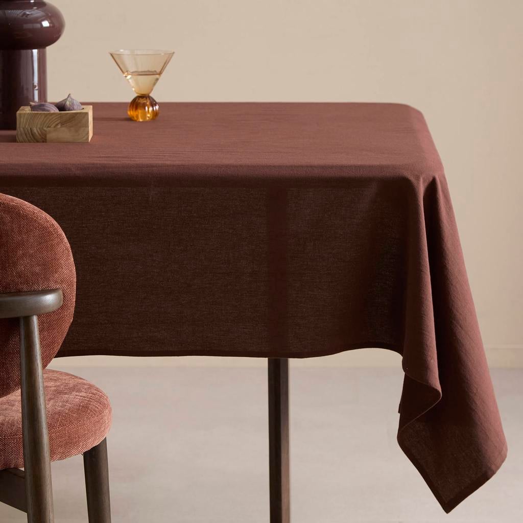 NOUS Living katoenen tafelkleed Liva 250x150 cm - bruin