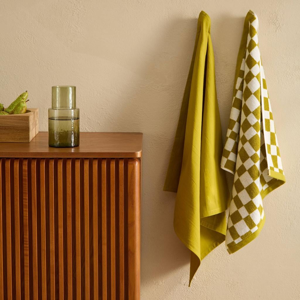 NOUS Living katoenen thee/keukendoek (set van 2) - groen