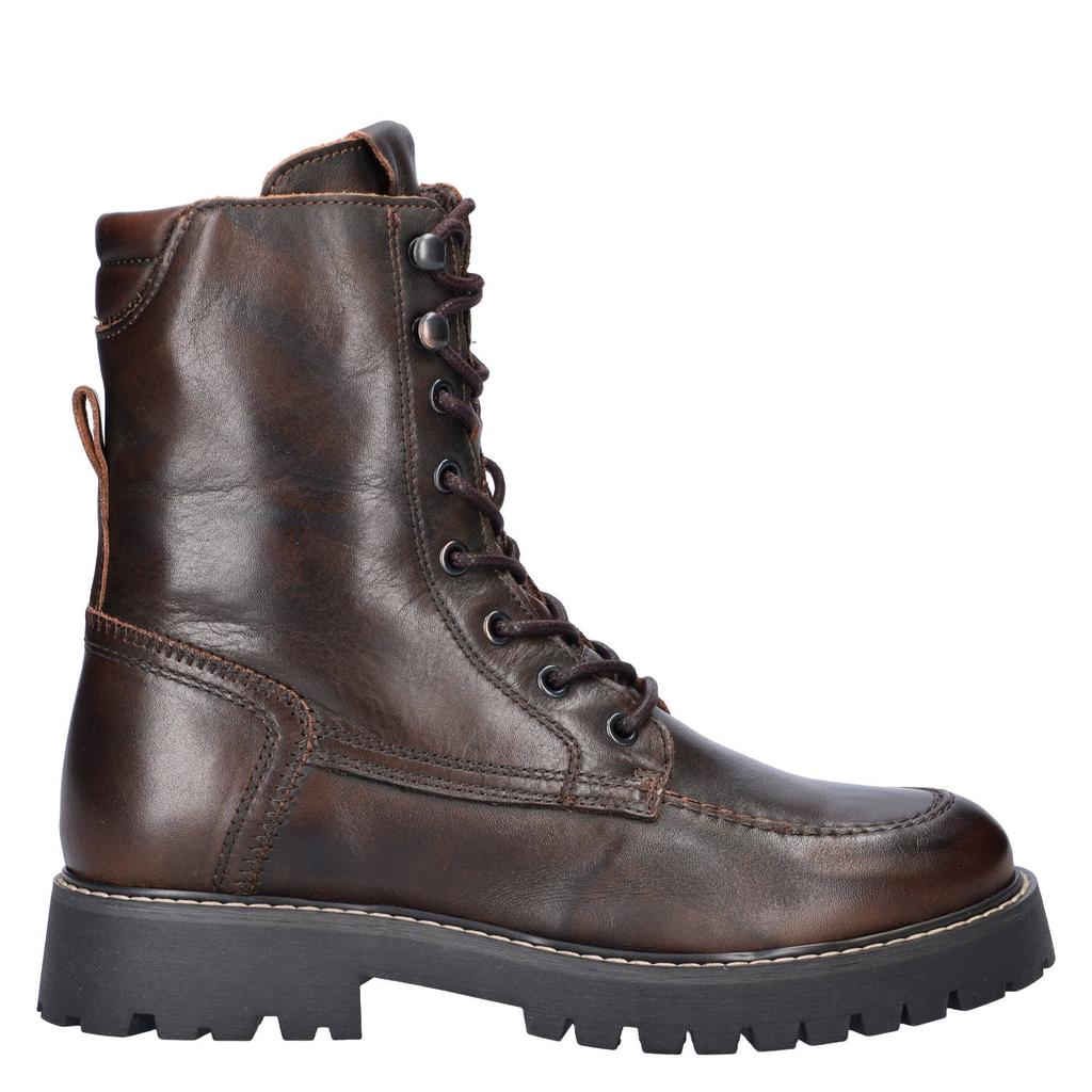 Klei, wit en antraciete dames Nelson leren veterboots met rits- en vetersluiting