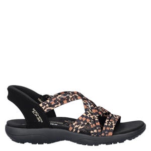 Hands Free Slip-Ins Reggae Slim sandalen met panterprint beige/zwart
