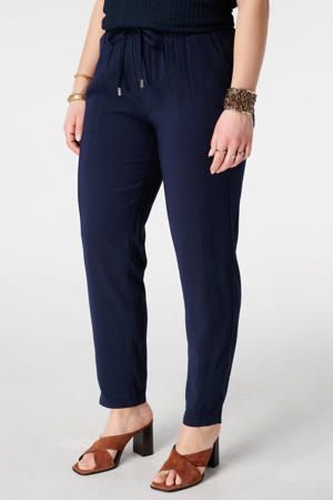 tapered high waist broek donkerblauw