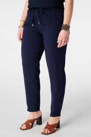 tapered high waist broek donkerblauw