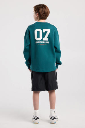 sweater met backprint petrol