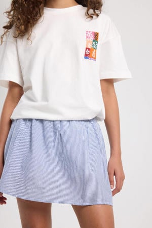 gestreepte korte rok blauw