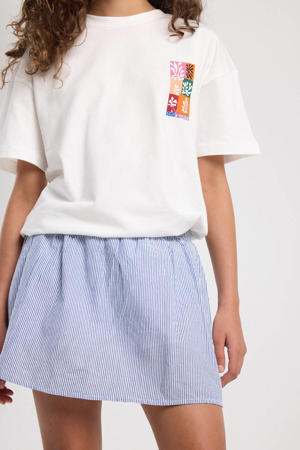 gestreepte korte rok blauw