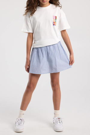 gestreepte korte rok blauw