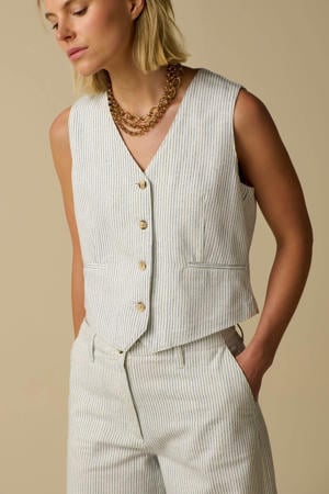 gestreepte bodywarmer ecru