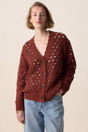 gebreid vest donkerrood