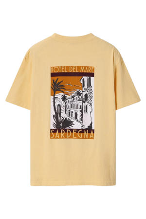 regular T-shirt met backprint geel