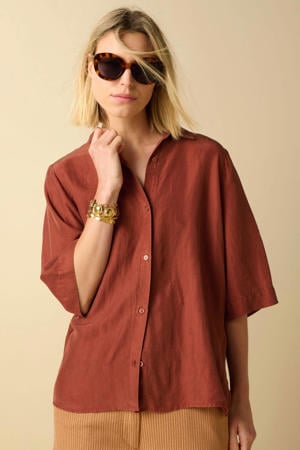 zijden blouse donkerrood