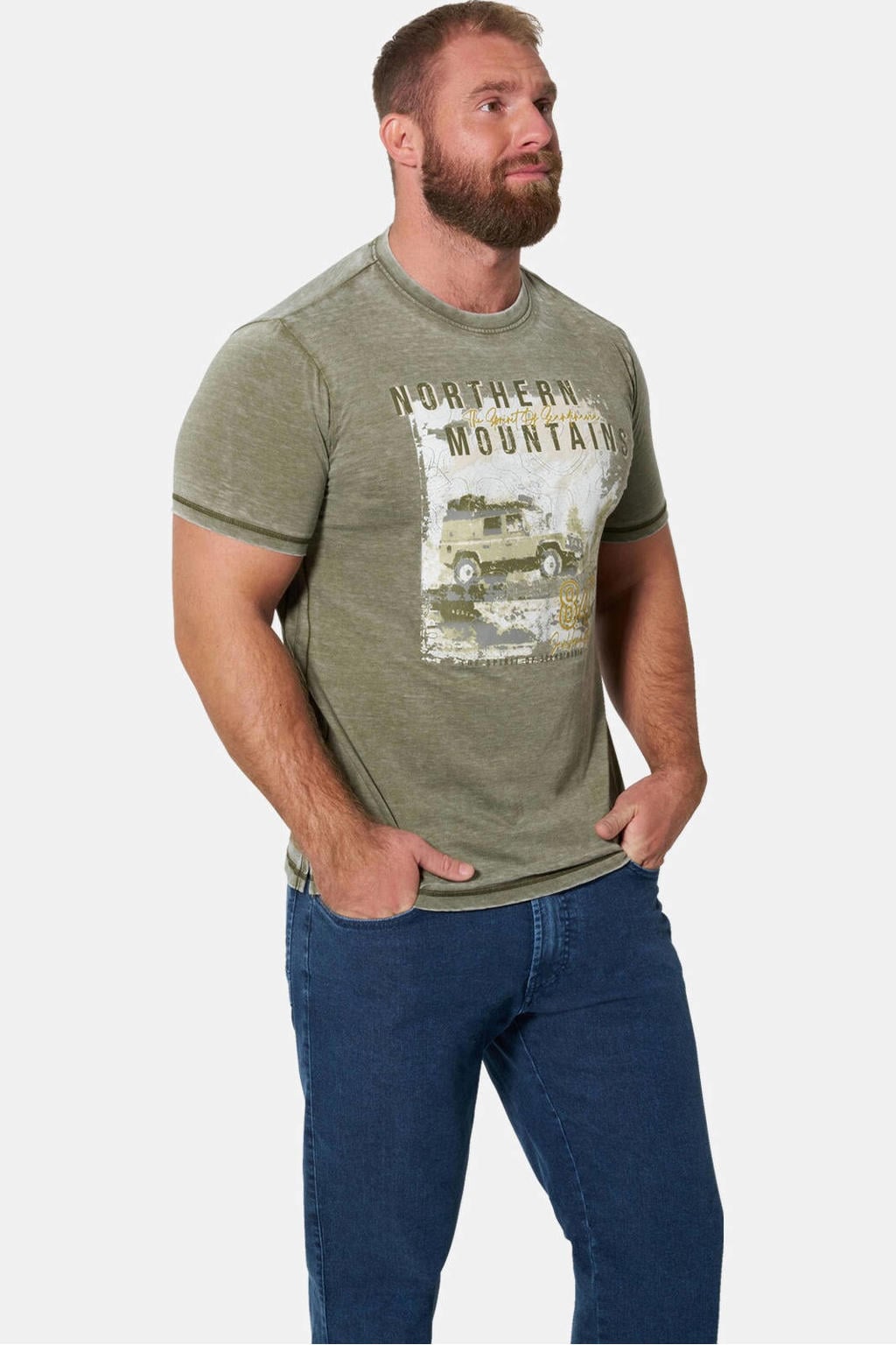 Jan Vanderstorm +FIT Collectie regular T-shirt RASIK olijfgroen