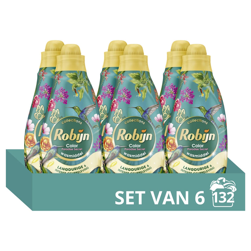 Robijn Klein & Krachtig Collections Color Paradise Secret vloeibaar wasmiddel - 6 x 22 wasbeurten - 132 wasbeurten