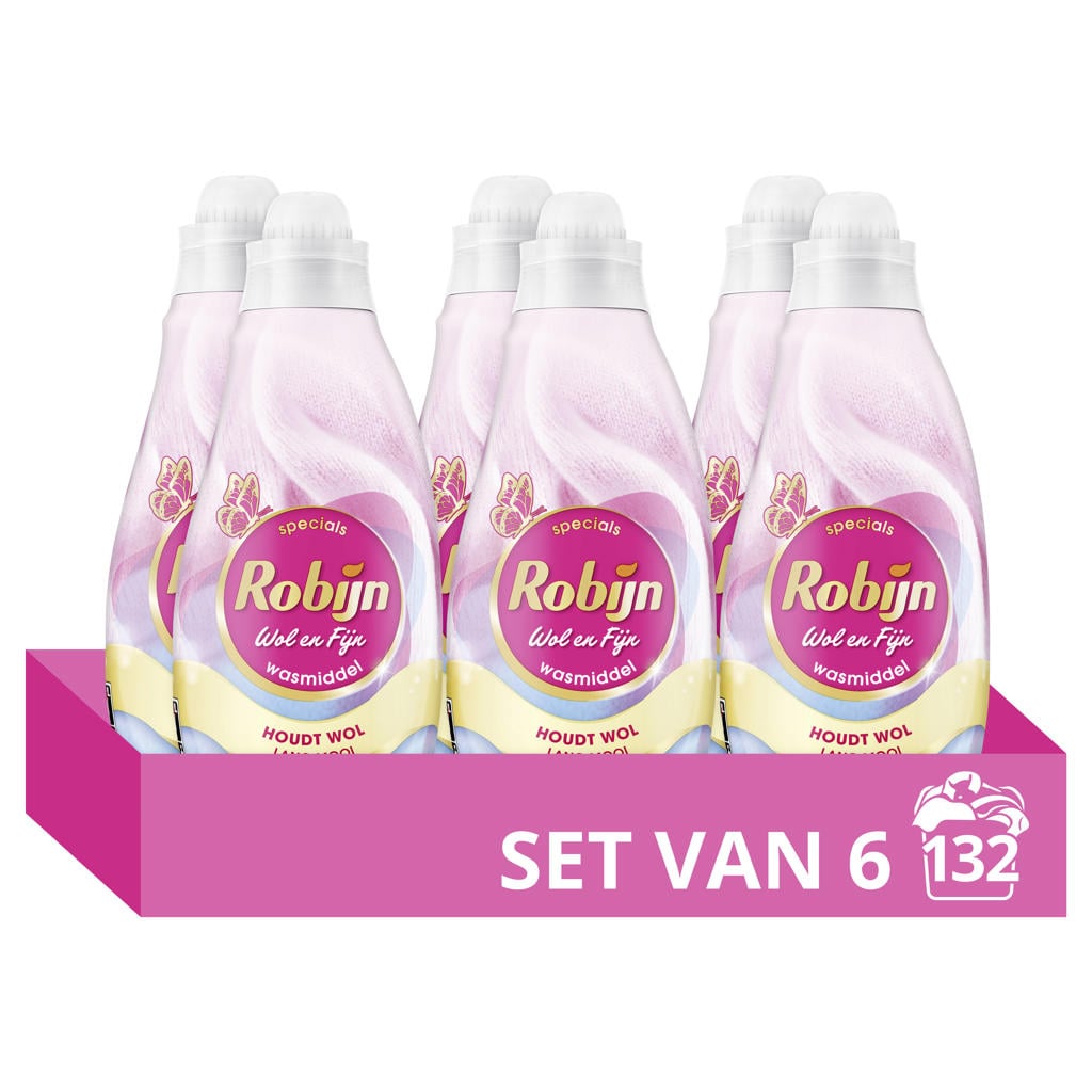 Robijn Specials Wol & Fijn vloeibaar wasmiddel - 6 x 22 wasbeurten - 132 wasbeurten