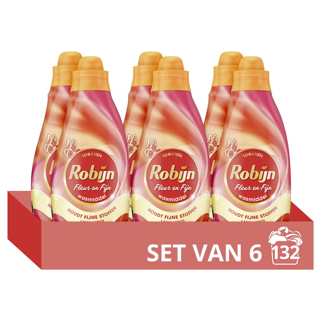 Robijn Specials Fleur & Fijn vloeibaar wasmiddel - 6 x 22 wasbeurten - 132 wasbeurten