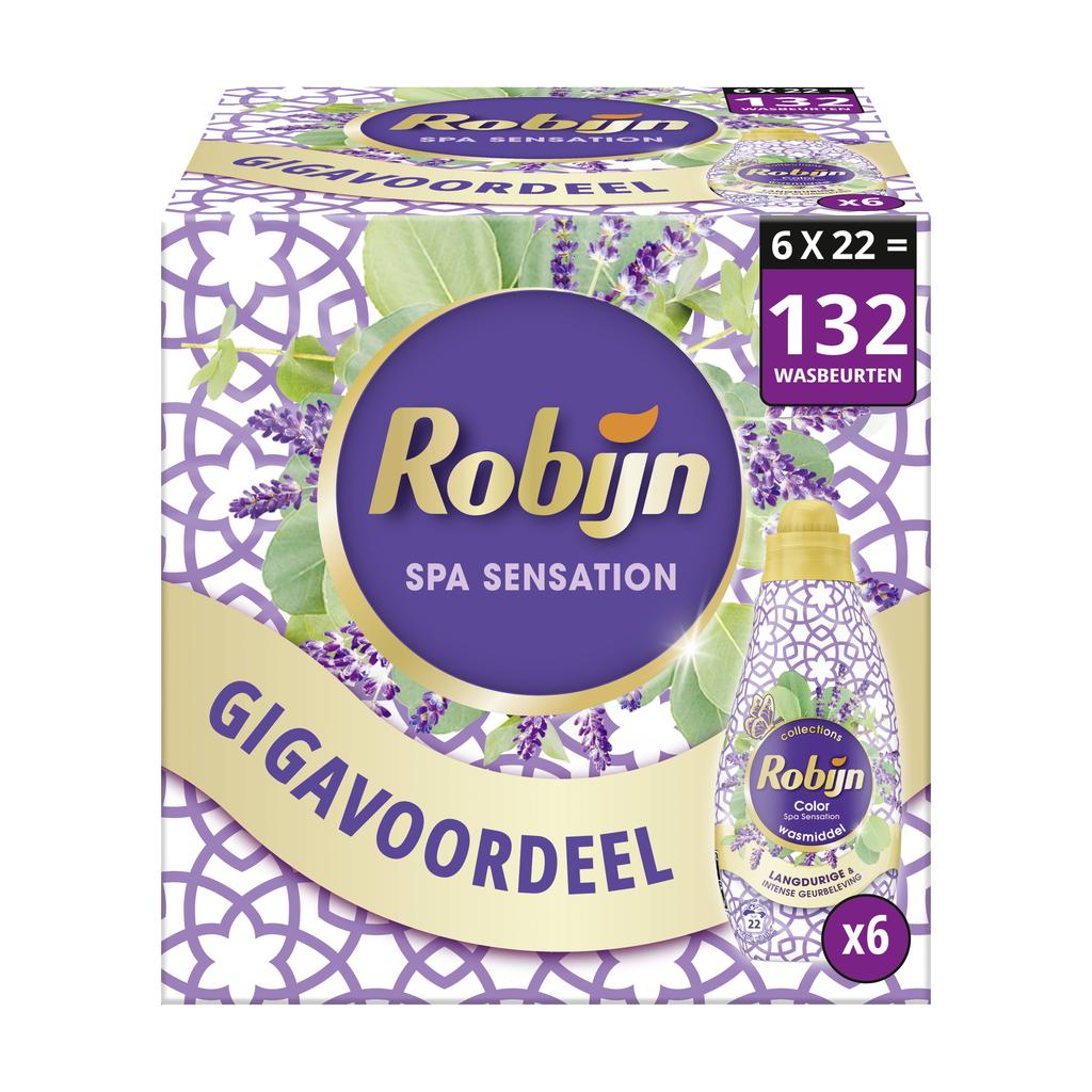 Robijn Klein & Krachtig Collections Color Spa Sensation vloeibaar wasmiddel - 6 x 22 wasbeurten