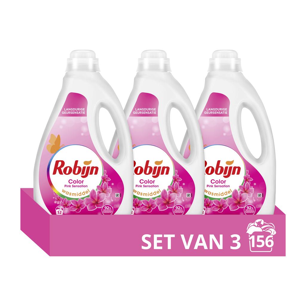 Robijn Color Pink Sensation vloeibaar wasmiddel - 3 x 52 wasbeurten - 156 wasbeurten