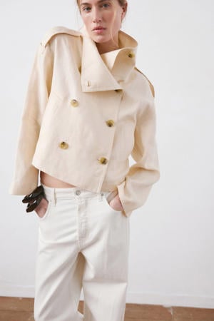 trenchcoat met linnen ecru