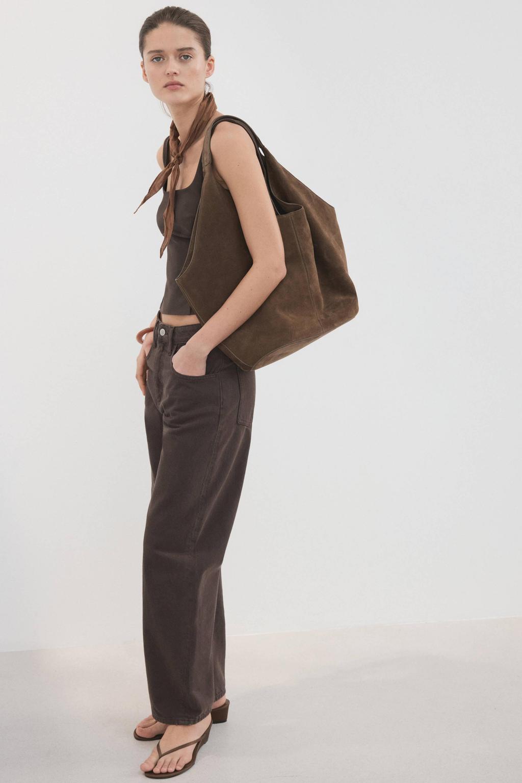 Bruine dames Mango top van polyester met effen en vierkante hals