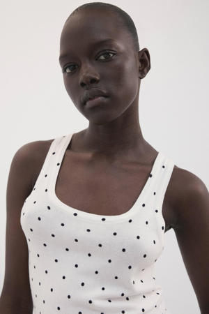 tanktop met stippen ecru