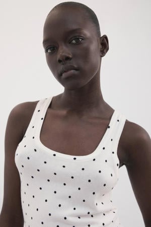 tanktop met stippen ecru