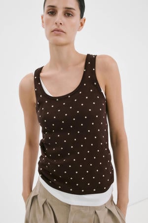 tanktop met stippen donkerbruin
