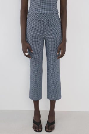 cropped geruite broek blauw