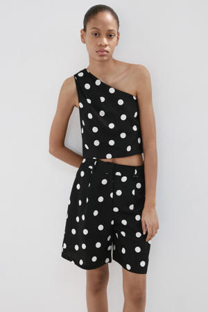 regular waist bermuda short met stippen zwart