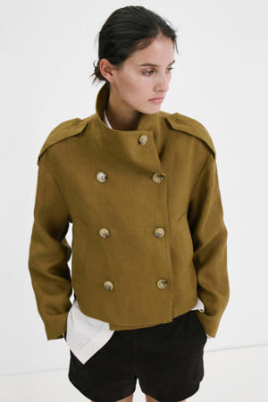 trenchcoat met linnen groen