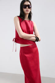 thumbnail: Mango linnen kokerrok rood