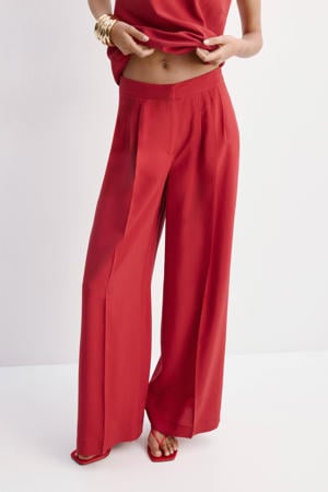 wide leg regular waist broek rood