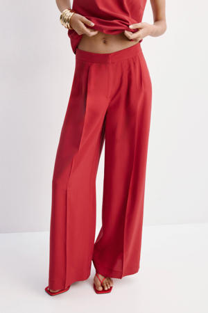 wide leg regular waist broek rood