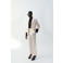 Mango straight regular waist broek met linnen beige