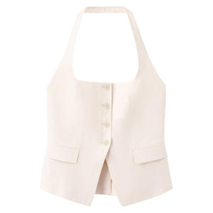 gilet met linnen beige