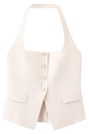 gilet met linnen beige