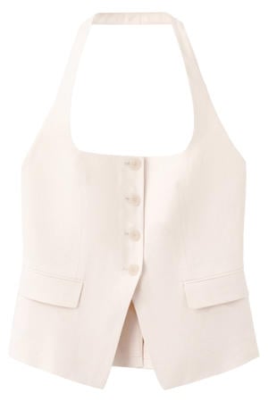 gilet met linnen beige