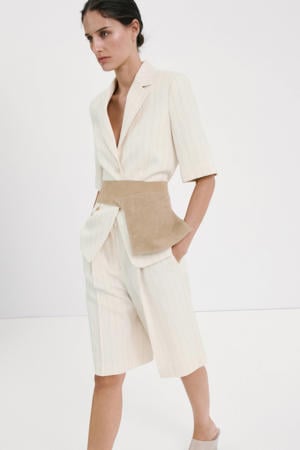 regular blazer met krijtstreep ecru