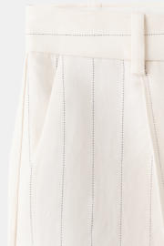 thumbnail: Mango straight regular waist bermuda short met krijtstreep ecru