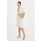 Mango straight regular waist bermuda short met krijtstreep ecru
