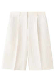 thumbnail: Mango straight regular waist bermuda short met krijtstreep ecru