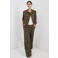 Mango wide leg regular waist pantalon met linnen kaki