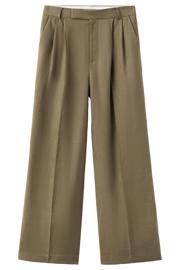 thumbnail: Mango wide leg regular waist pantalon met linnen kaki