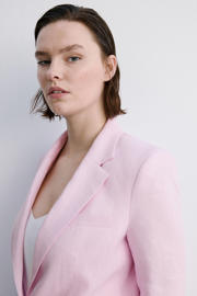 thumbnail: Mango getailleerde blazer met linnen lichtroze