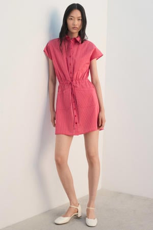 blousejurk met krijtstreep rood