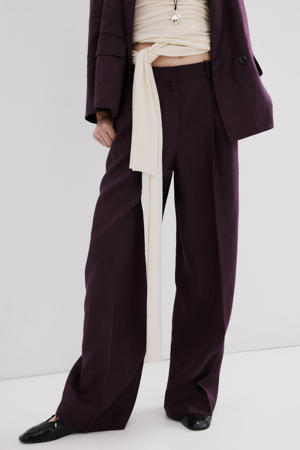 straight regular waist broek met linnen