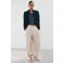 Mango barrel regular waist gestreepte broek beige