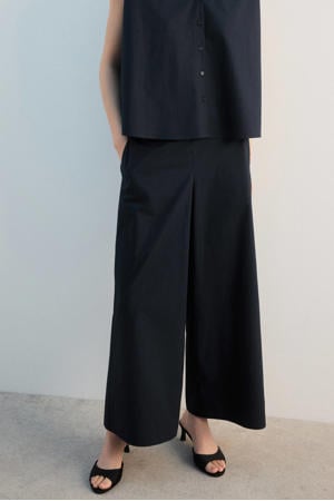high waist casual broek donkerblauw